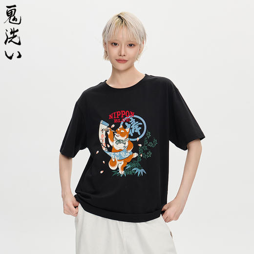 ONIARAI/鬼洗25秋季新品棒系列柴犬作画植绒短袖T恤男女 N840280 商品图1