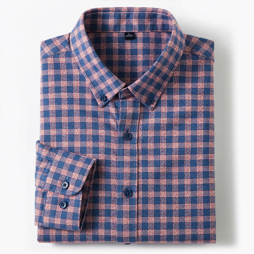 【全棉】罗蒙秋冬长袖格子衬衫厚款保暖时尚日常百搭休闲男士长袖衬衣 商品图3