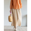 牧衣游原创 炒色棉麻净色半裙松紧腰百搭宽松休闲直筒半身裙 流芳 商品缩略图1