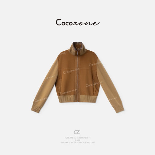 COCO ZONE 刘一一 【100羊绒】立领拉链质感皮衣 CD2A1619 商品图0