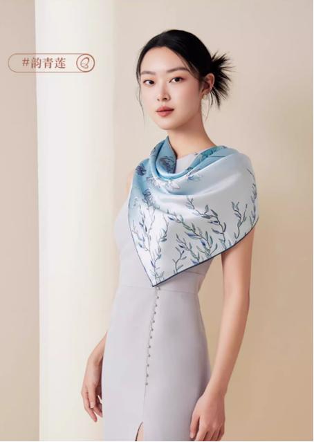 喜得宝重磅印花素绉缎大方巾86cm*86cm百搭丝绸礼品方巾 商品图6