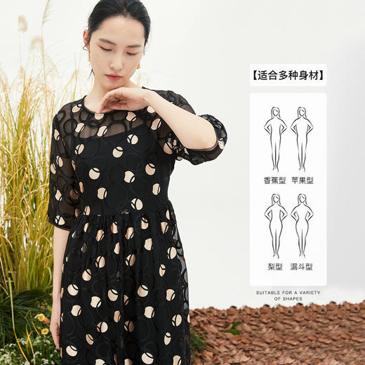 【帕罗】B3F | 100%桑蚕丝黑白波点连衣裙 商品图2