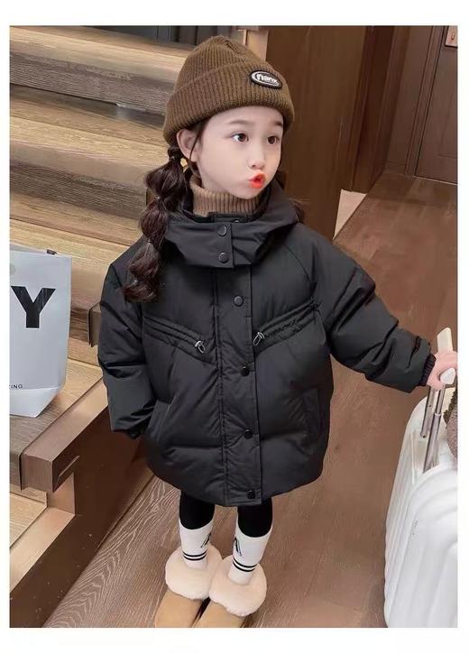 【孤品捡漏】G45女童黑色连帽加厚棉服-喜出 商品图2