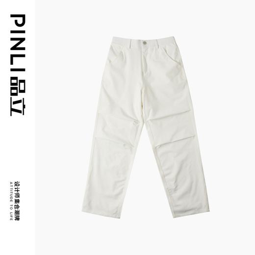 PINLI品立2025秋季新款男士褶皱设计感休闲长裤潮牌直筒伞兵裤子GD253117074 商品图5