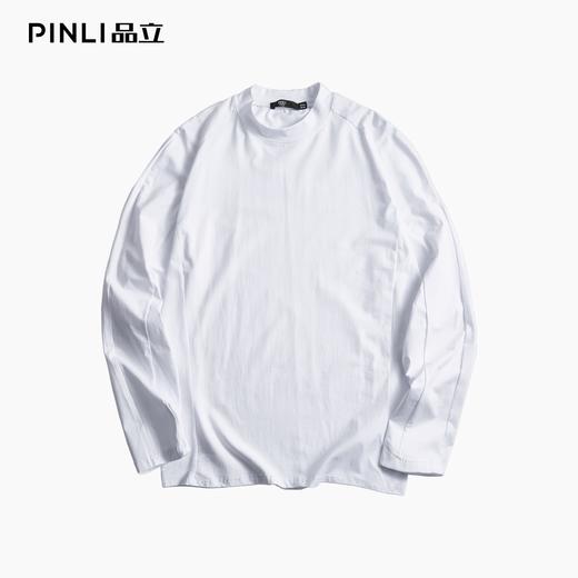 PINLI品立2025秋季新款立领纯色内搭长袖T恤男士休闲打底衫上衣潮B253111091 商品图3