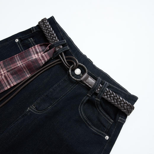 【限时秒杀】西遇宽松阔腿牛仔裤女秋季新款复古黑色水洗高腰显瘦长裤Y0051266/H0055247 商品图5