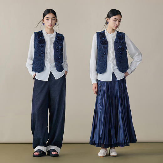 【林栖设计小店】【手工钩花】（现货）纯棉毛织马夹花边2025秋冬新款外套上衣女1954008 商品图5