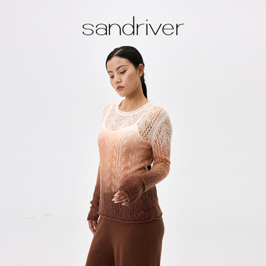 丝绒镂空圆领吊染女套衫  SJF97W371A 商品图2