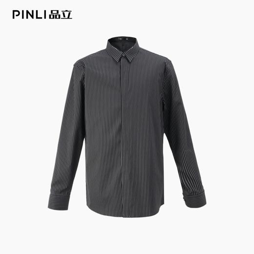 PINLI品立2025秋季新款条纹修身商务衬衫潮牌男内搭休闲长袖衬衣GD253113031 商品图9