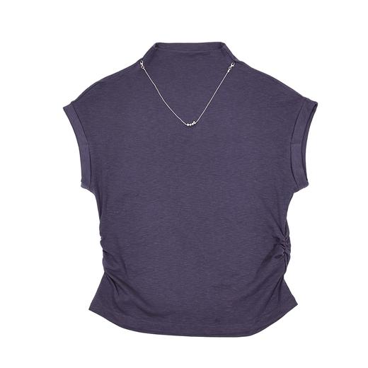 半身缘女装 秋季透气蝙蝠袖柔软舒适半高领T恤253113M01140020 商品图2