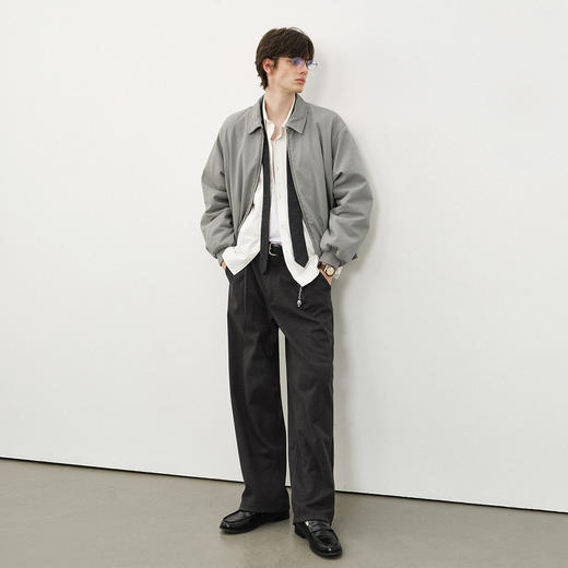 714street水洗做旧纯棉帆布翻领夹克2025秋冬季复古羊羔绒外套男 商品图0