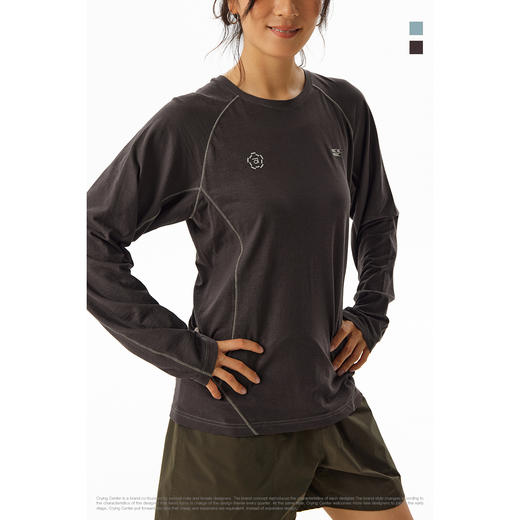 CryingCenter 麻感高捻棉重磅宽松圆领长袖tee 哭喊中心 商品图0