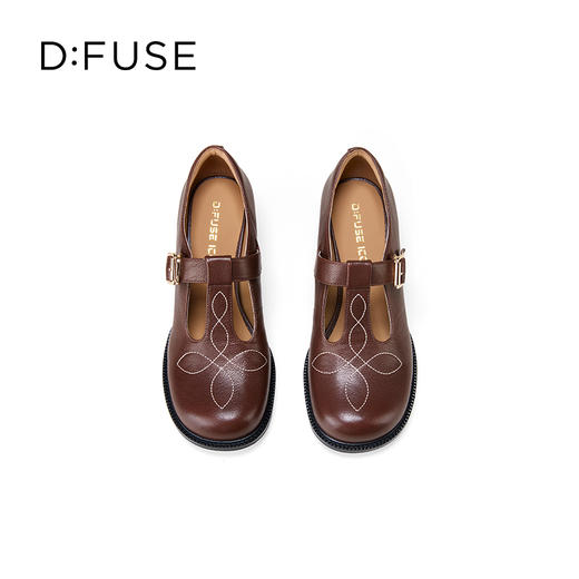 Dfuse迪芙斯2025秋季新款时尚浅口鞋复古粗中跟T带显瘦玛丽珍鞋职业通勤鞋DFD3111033 商品图14
