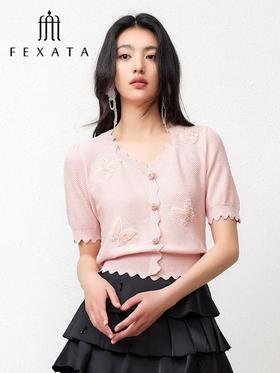 3楼FEXATA服饰(新百) 蕾丝钻饰蝴蝶结针织衫