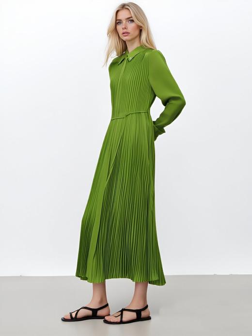 33AX60001#衬衫领压褶连衣裙 商品图0