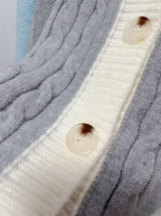 【孤品捡漏】（袖口有些脏）G20灰蓝拼色中长针织麻花连帽毛衫-喜出 商品图1