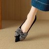 【预售5天】法式尖头水钻蝴蝶结浅口单鞋女平底鞋低跟配裙子通勤鞋DB&M6556 商品缩略图3