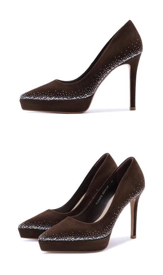 诺贝达轻奢水钻高跟鞋晚宴婚礼优雅婚鞋尖头细跟浅口单鞋 商品图5