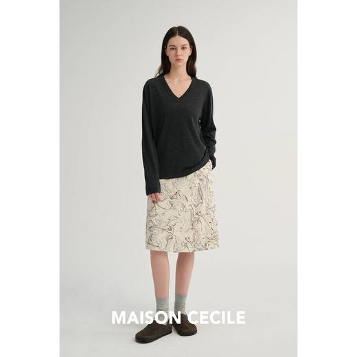 MAISON CECILE 设计师印花优雅通勤一片式围裹A字半身裙 商品图1