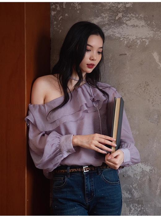 【门店同款】ENJOY秋季“谧色花颂”花朵飘带上衣 164246525 商品图2