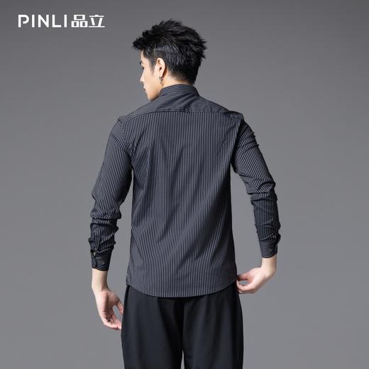 PINLI品立2025秋季新款条纹修身商务衬衫潮牌男内搭休闲长袖衬衣GD253113031 商品图2