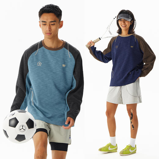 CryingCenter 糯感竹节棉撞色运动线条长袖 哭喊中心 商品图0