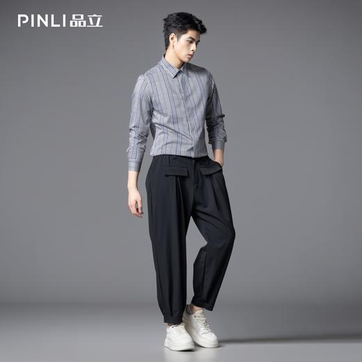 PINLI品立2025秋季新款男士修身商务格子长袖衬衫打底休闲衬衣潮GD253113055 商品图4
