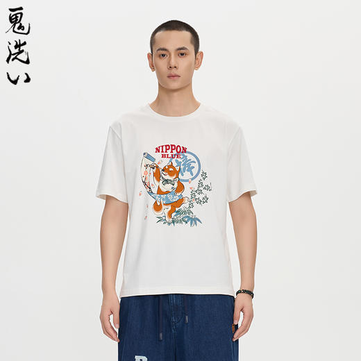 ONIARAI/鬼洗25秋季新品棒系列柴犬作画植绒短袖T恤男女 N840280 商品图0