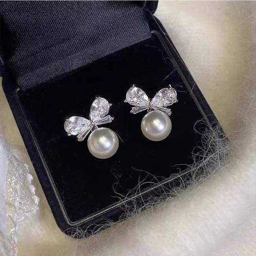 【预售3天】s925纯银流珠蝴蝶结耳钉女百搭个性简约小众高级感耳环耳饰E000886B 商品图1