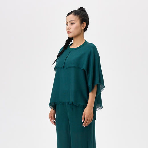 羊绒圆领斗篷式女上衣  SJF18W320C 商品图8