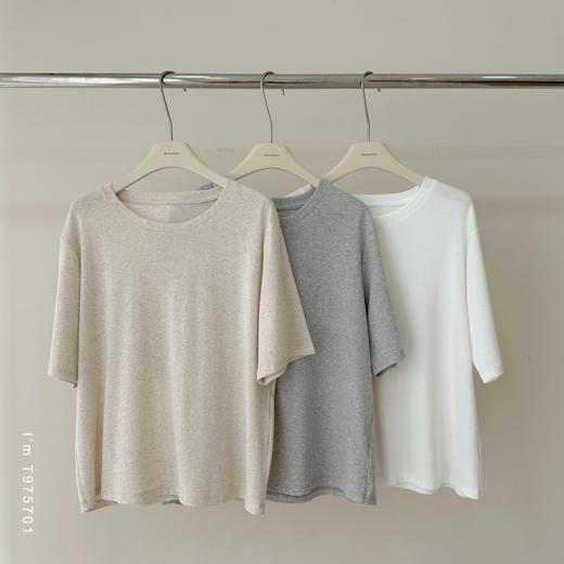 老米优品🎈3-5天发！日系文艺《 针织亚麻·宽松圆领短袖tee》软糯，薄款，夏日百搭!  T250825A 商品图7