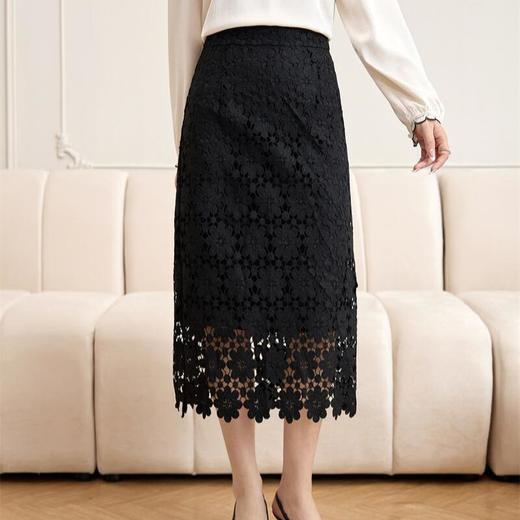 「自」全新升级【铂金会员183/天猫249/差价66】(53615)洛诗琳气质剪花工艺镂空蕾丝2025秋季半身裙新款高腰包臀裙 商品图1