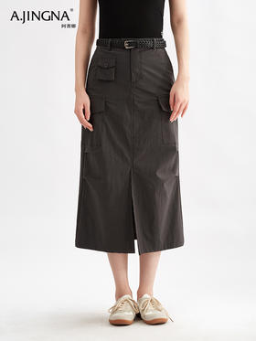 【运动新搭档】阿菁娜美式复古工装风直筒半身裙F30Q213016