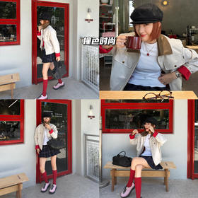 新品上身 | 夹克格纹裙，红袜添活力，时尚出街，自信满满