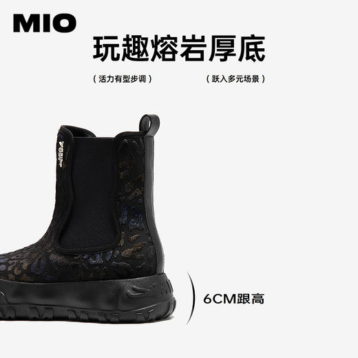 MIO米奥切尔西靴圆头厚底豹纹时装靴复古短靴女靴M255653102 商品图4