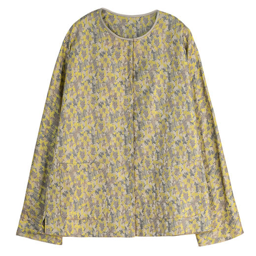 牧衣游原创 重磅30姆米迎春花织锦开衫真丝复古新中式外套 入寂 商品图4