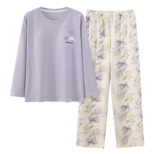 雀说 【带胸垫】纯棉睡衣女秋季新款长袖长裤套装 商品图3