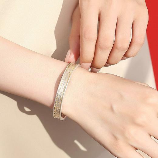 「中国黄金」999足银镶玉手镯国风系列 | 银镯映秋，腕间藏东方骨相，福泽伴身 商品图2