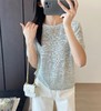 春秋新品康宝莱珠片纱亚麻棉镂空亮片上衣 商品缩略图8