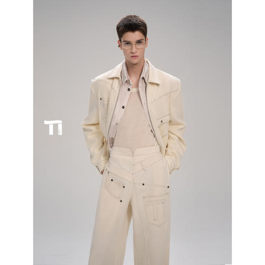 启世录TIWILLTANG“淼幽止径”型随意动工笔轮廓积构扭转结构长裤 商品图2