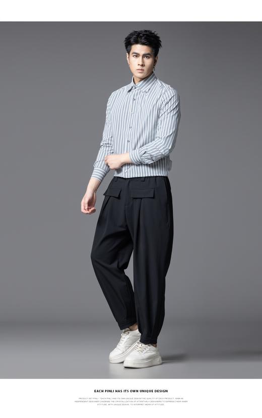 PINLI品立2025秋季新款商务条纹修身衬衣男士高级感免烫长袖衬衫GD253113048 商品图8