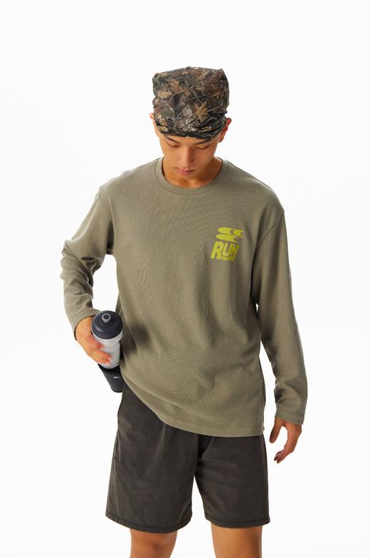 CryingCenter速干透气轻盈手感华夫格马拉松跑步运动训练宽松长袖 商品图5