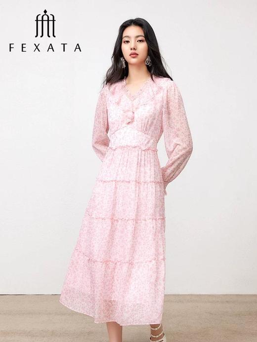 3楼FEXATA服饰(新百)      荷叶边粉色豹纹连衣裙 商品图0