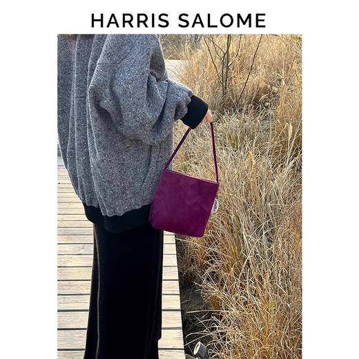 （小眠专属）Harris Salome复古羊猄皮单肩水桶包 商品图6