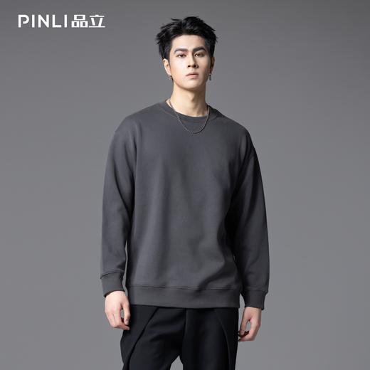 PINLI品立2025秋季新品纯色百搭圆领卫衣潮牌宽松休闲套头男上衣GV253109030 商品图2