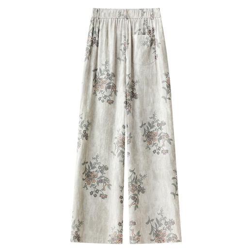 丁摩 花色亚麻阔腿裤女春夏季薄款高腰显瘦宽松休闲裤垂感直筒裤5ZF-118581 商品图1