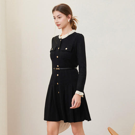 「自」全新升级【铂金会员404/天猫539/差价135】(54659)洛诗琳法式小香风高级感减龄连衣裙2025秋季显瘦茶歇针织裙 商品图2