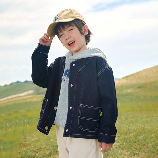棉花堂防褪色V领软牛仔童装外套——FA52034 商品图6