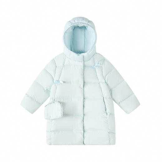 笛莎Deesha 童装女童羽绒服2025冬新款女童蝴蝶结可脱卸小包装饰中长款羽绒服 商品图4