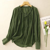 雀说法式绿色苎麻木耳边v领防晒衬衫夏季设计感气质小众衬衣AL 商品缩略图0
